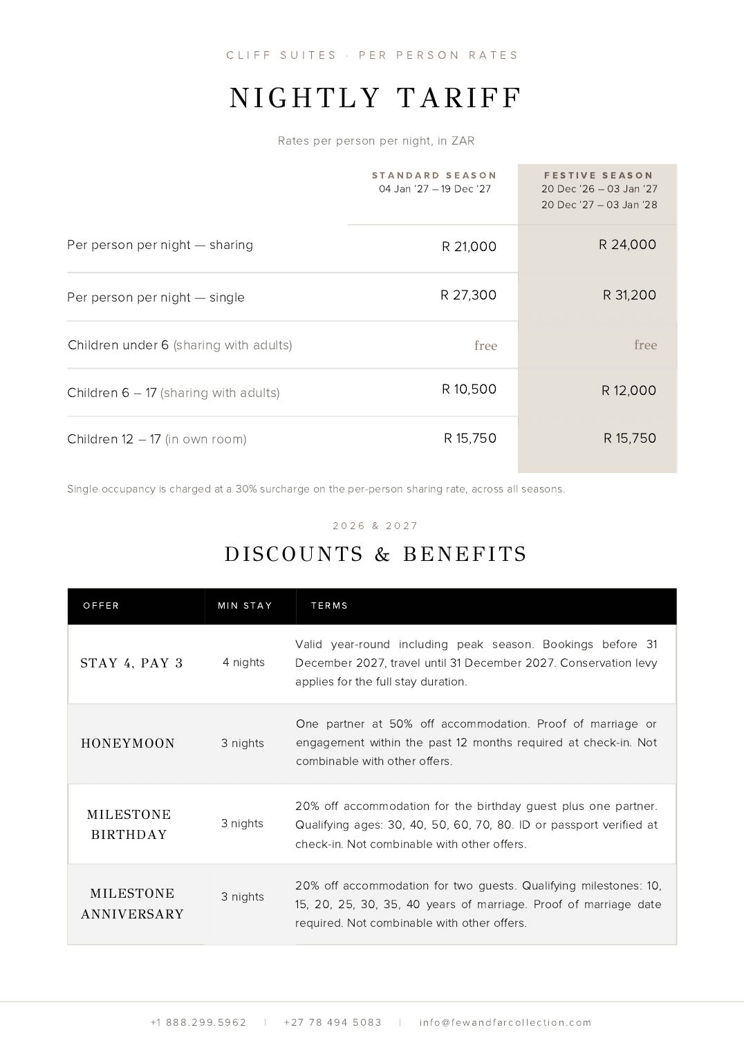 Rack rate sheet 2026–2027, page 3