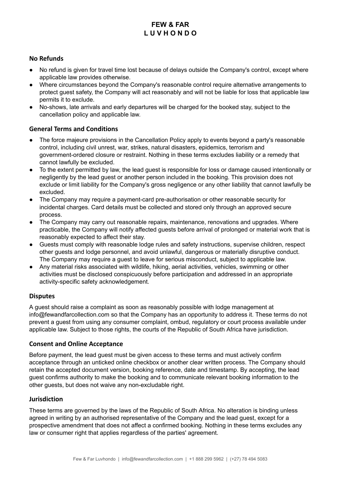 Few & Far Luvhondo terms and conditions, page 3